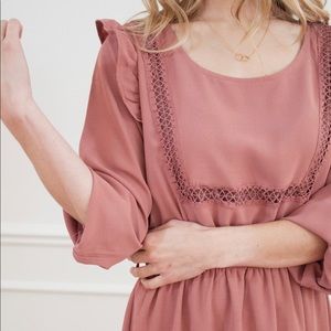 Mauve Crochet Bib Dress